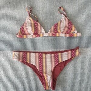 Rip Curl Red and Yellow Striped Bikini